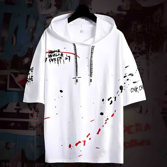 Half Sleeves Hooded Neck Mens T-Shirt