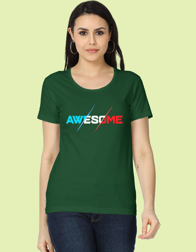 Women's Awesome Printed Cotton T-Shirt - Image 3